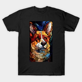 Stained Glass Design Corgi Dog T-Shirt